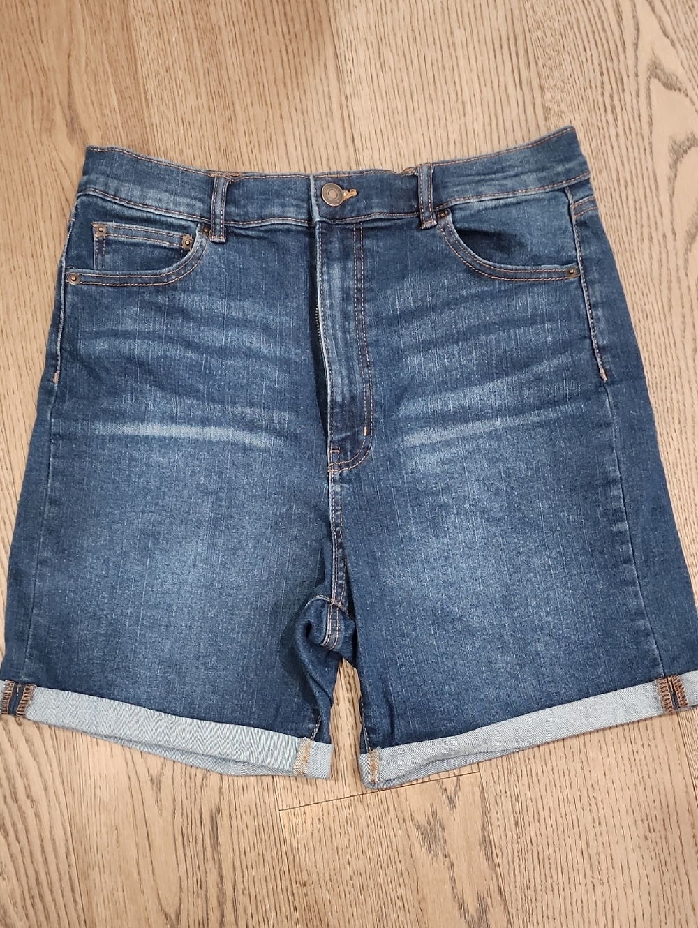 Ardene Dark Blue Denim Roll-Cuff Bermuda Shorts
